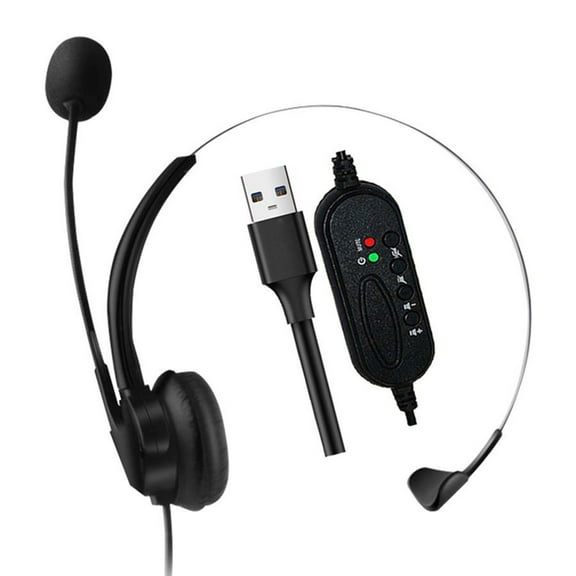 Corded Headphone with Microphone Noise Cancelling Computer Headphone for PC Laptop Business Home Office Call Center