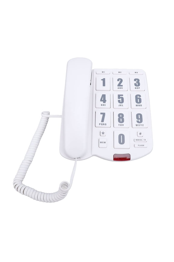 Big Button Phone for Seniors, Corded Landline Telephone for Elderly w/ Visually Disorders/Hearing Damage, Adjustable Volume Large Key Wired Telephone, One-Touch Dialling, Extra Loud Ringer, White