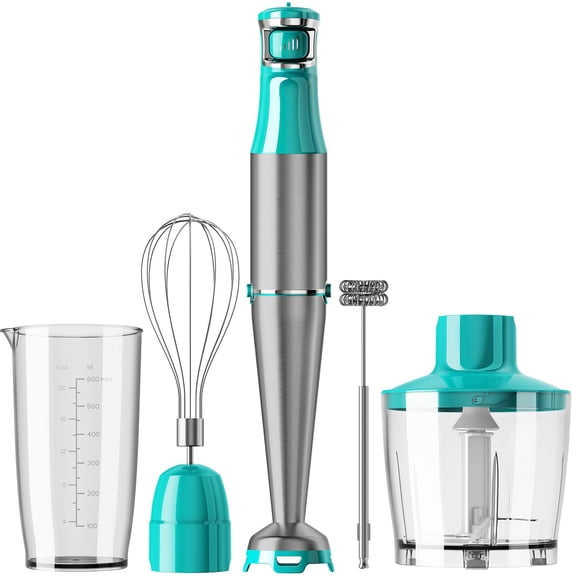 Corded Immersion Blender 1100W, 5-in-1 Stick Emulsifier with Chopper/Whisk/Frother, Trigger Variable Speed for Soup/Food/Smoothies