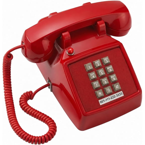 Corded Landline Phone with Flashing Call  Light, Classic Mechanical Button Desktop Telephone, Plug & Play for  Office Hotel Retro Decor