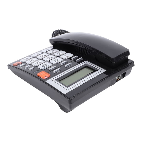 Corded Landline Telephone, Black, Home Office Desktop Phone with Caller ID, Speakerphone, Flash, Re-dial Function