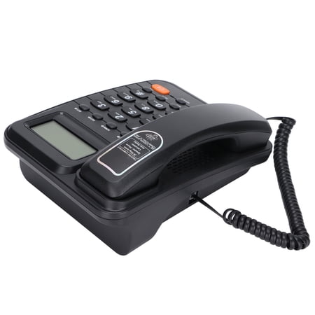 Corded Landline Telephone Desktop Wired Phone with LCD Display Caller ID Semi Hands Free Extension Interface 24 Ringtones Battery Free Operation Black