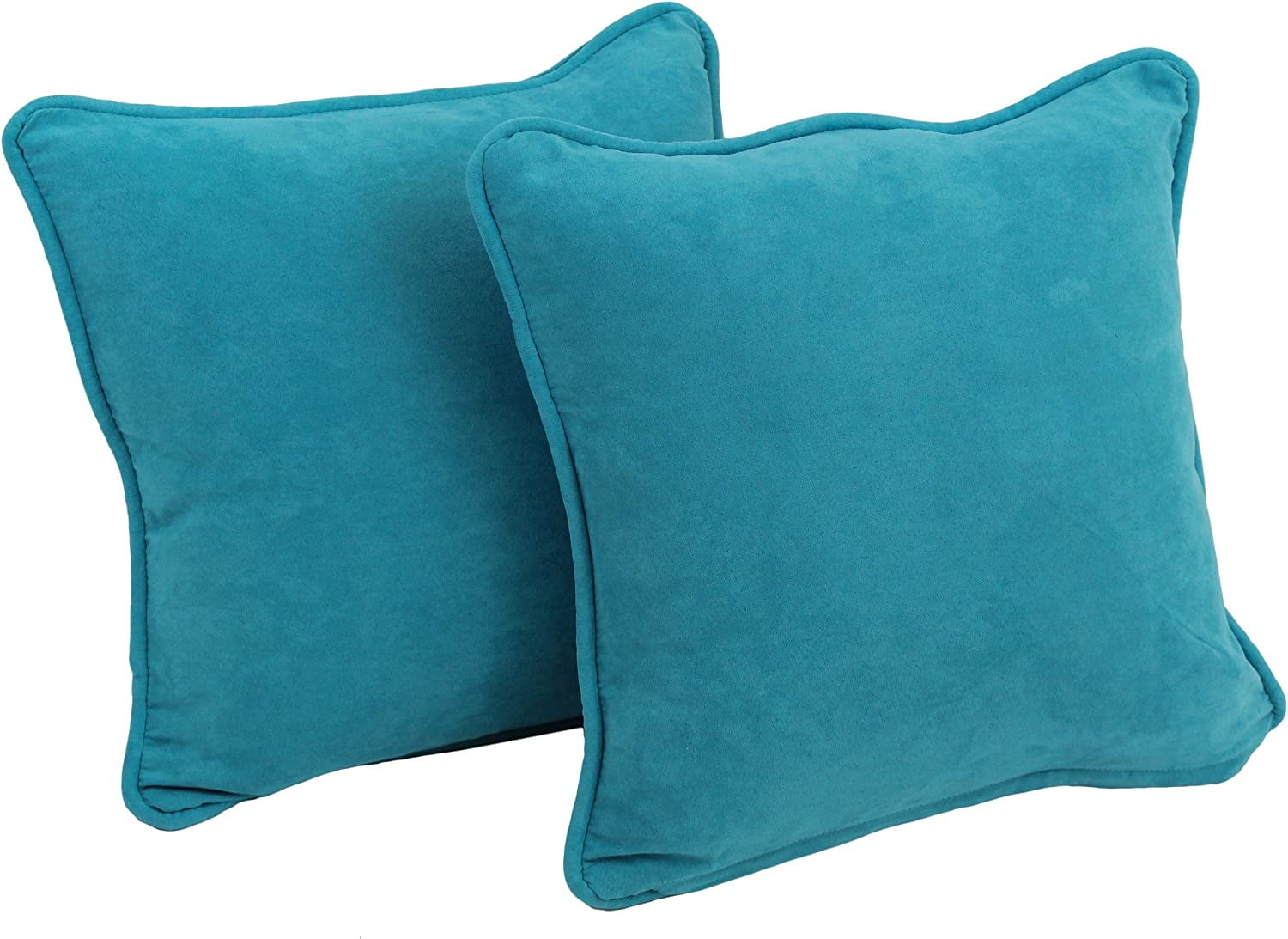 Aqua Blue Microsuede Square Throw Pillows Set of 2