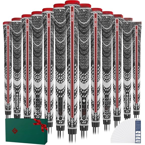 Corded Natrual Rubber Golf Grips 13 Pack, Rib Improved Control Multi-compound Hybrid Golf Club Grips with 15 count Tapes or Full Kits