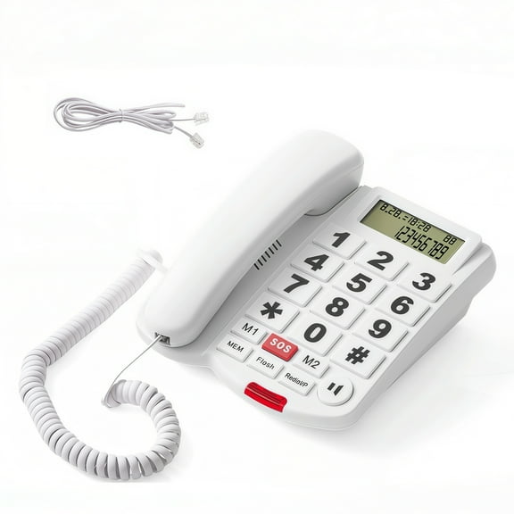 Corded Phone With Caller ID, Telephone Landline Phones - Adjustable Ringer, Speakerphone, And Handset Volume, Wall & Desk Land Line Phone For Home House