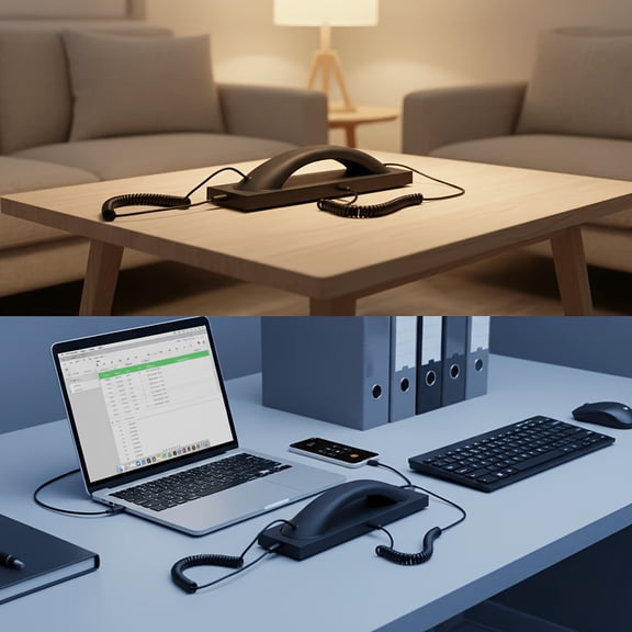 Corded Phone Handset with USB-C Plug, Retro Desk Telephone for Smartphone PC Black