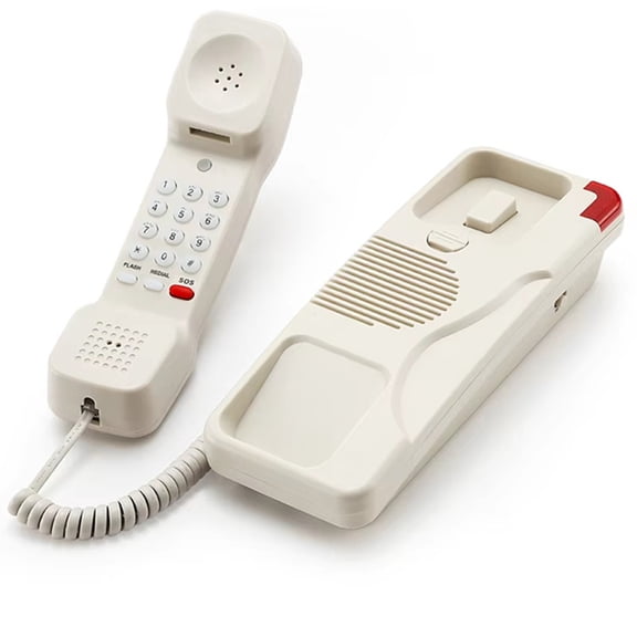 Corded Phone Trimline with SOS Emergency Button,Adjustable Ringer Volume,Wall Mountable American Telephone White