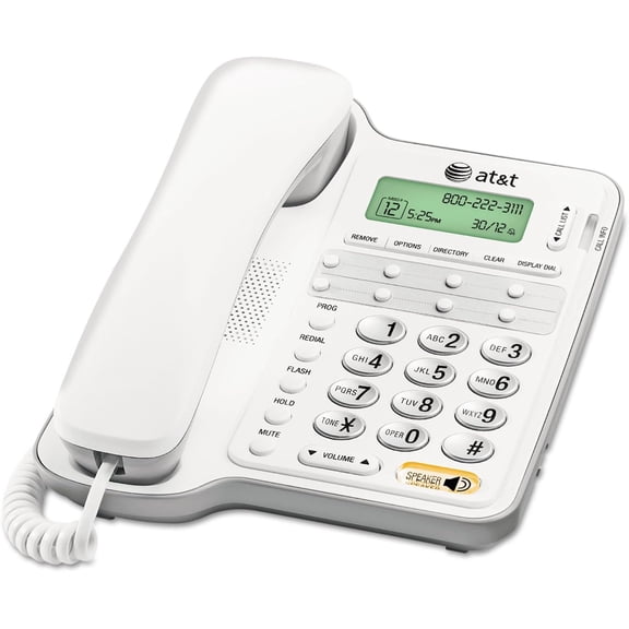 Corded Phone with Speakerphone and Caller ID/Call Waiting, White
