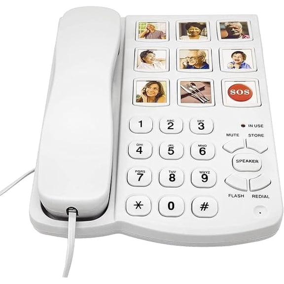 Corded Phones for Seniors - 9 One-Touch Memory Speed Dialing Desktop Landline Telephone for Office, Front Desk, Home, Hotel