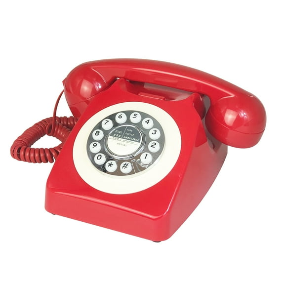 Corded Retro Landline Phone, Red 80's Classic Telephone/Landline Phone/Wired Antique Telephone for Home/Office/Hotel