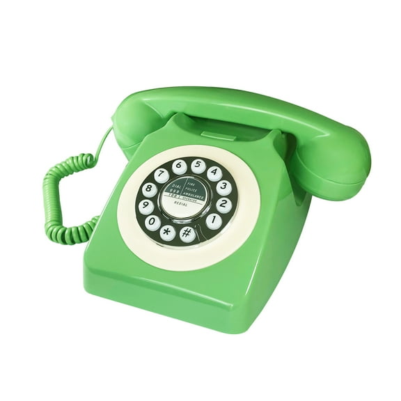 Corded Retro Phone, Green Vintage Old Phones, Classic 1930's Antique Landline Phones for Home & Office Decor, Novelty Hotel Telephone with Redial