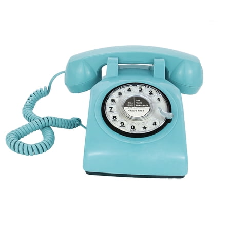 Corded Single Line Retro Desk Telephone Classic Vintage Rotary Dial Hands Free Landline Phone for Home/Office/Hotel, Antique Phones for Seniors Gift (Blue)