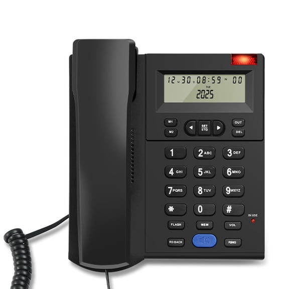 Corded Telephone Basic Landline Phone for Seniors Analog Home Phone with Call Display Small Desk Guest Room Telephone