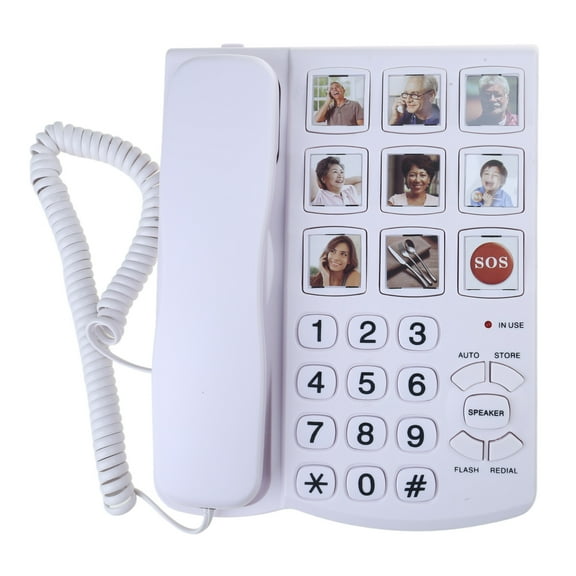 Corded Telephone Fixed Landline Phone With Big Buttons and Speed Dials for Elderly Amplified Sound