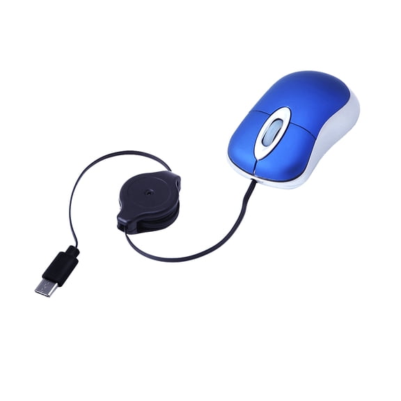 Corded USB C Retractable Cable Small 1000DPI Optical Basic Travel USB C Corded