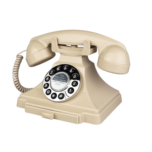 Corded Vintage Telephone, Retro Landline Phones for Home, Single Line Old Fashioned House Telephone with Loud Ringer for Seniors, Classic Antique Desk Phones for Office/Hotel/School (Ivory)