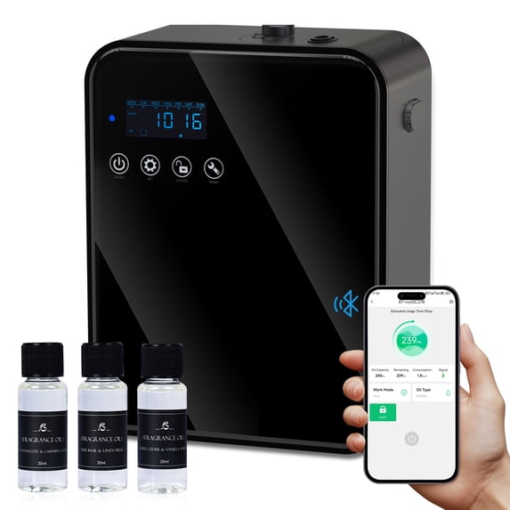 Corded Waterless Essential Oil Diffuser for Home, Hotel Collection Diffuser, 2500 Sq.Ft of Coverage, 250ml Capacity, Aromatherapy Scent Diffuser for Home, Smart Scent Air Machine