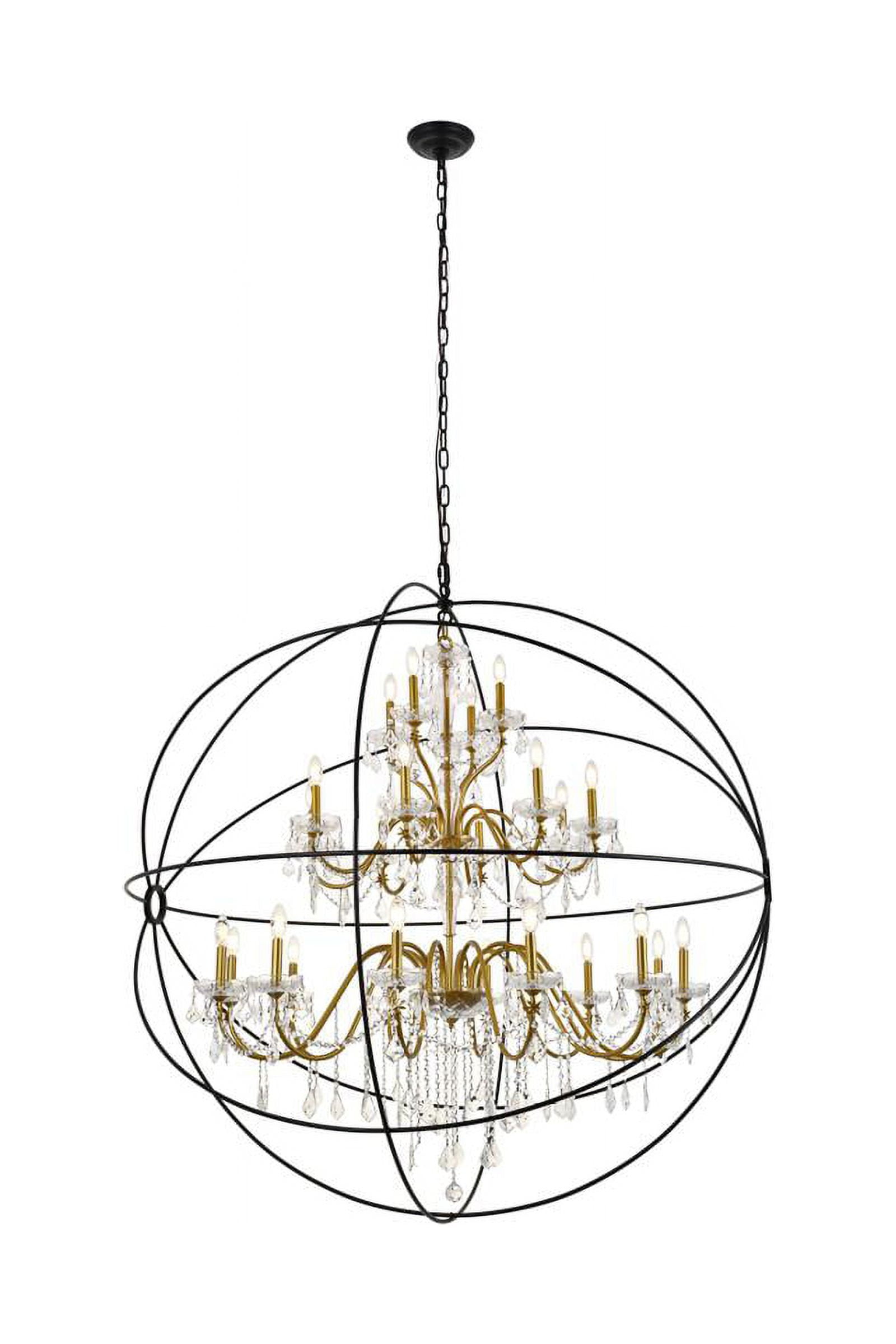 Elegance Noir 59" Black and Gold Crystal Chandelier