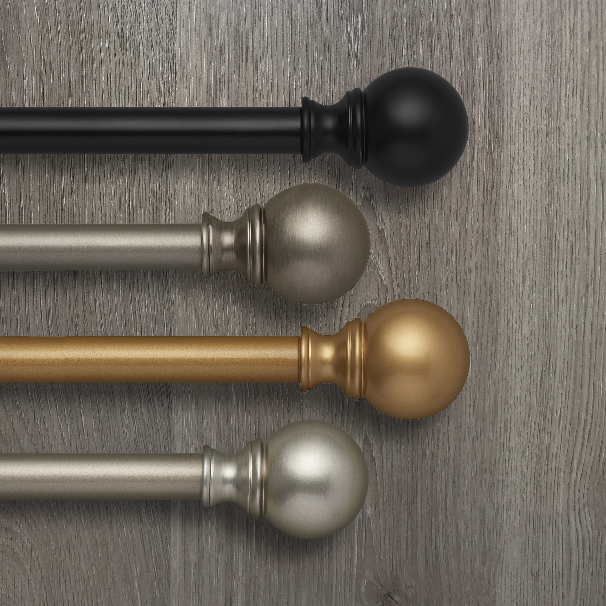 Cordelia Antique Black Adjustable Curtain Rod with Globe Finials