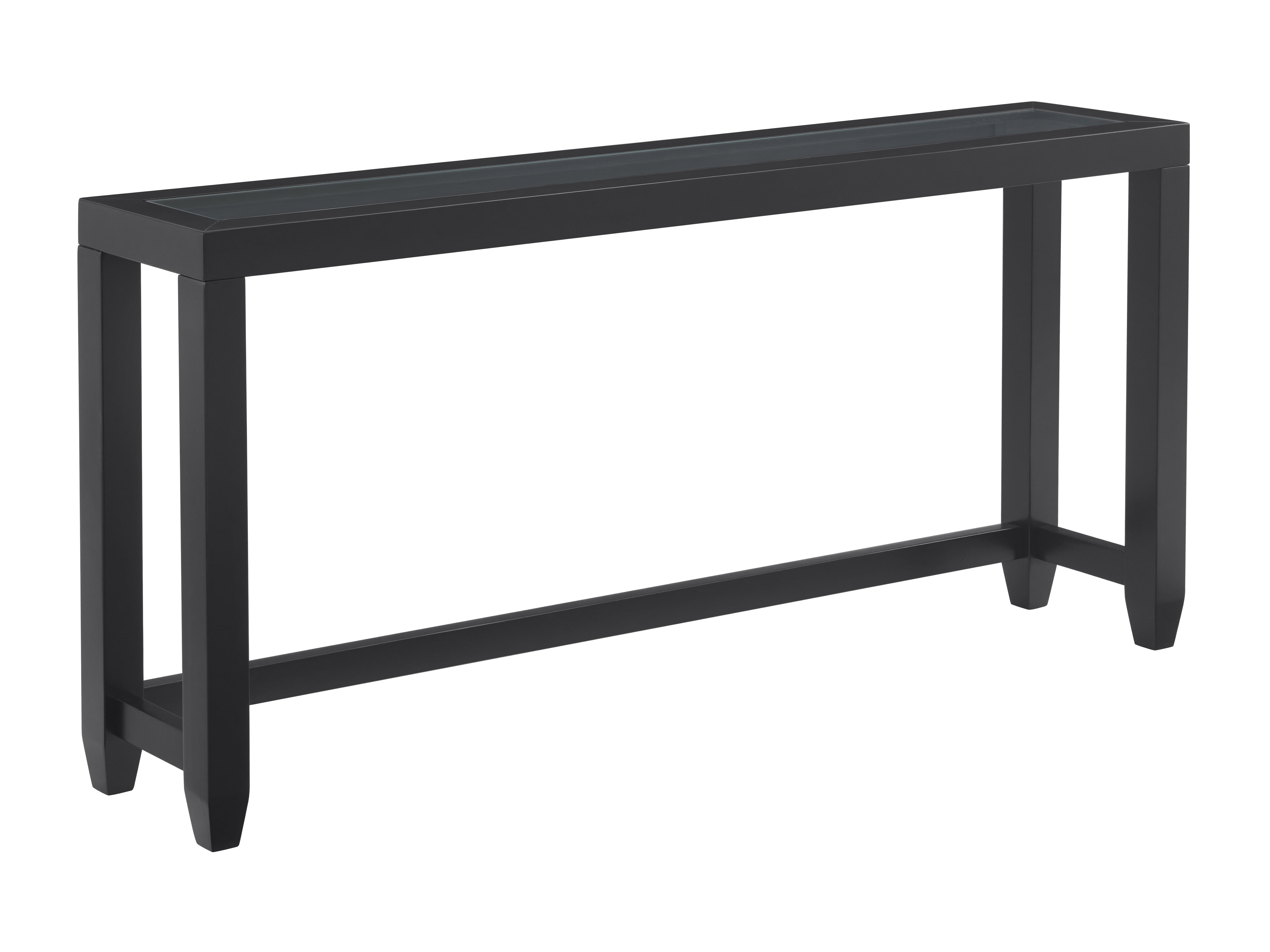 Cordero Contemporary Glass Top Sofa Console Table, Black