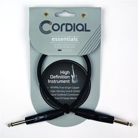 Cordial Cables 3719876 1 ft. Instrument Guitar Cable with Neutrik Style Connectors - Black