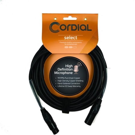 Cordial Cables 3719942 25 ft. Premium Studio Microphone Ultra-Flexible Cable with Balanced XLR Connectors, Black