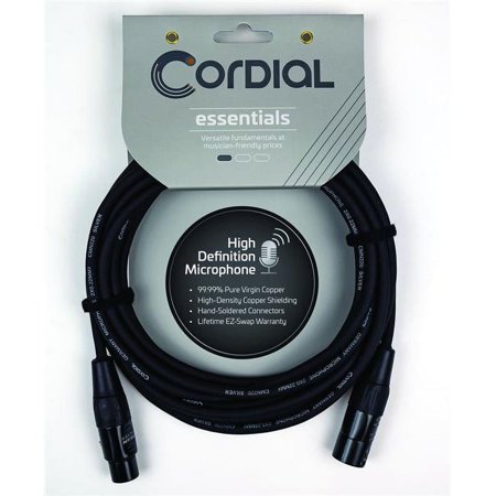 Cordial Essentials Series 364361 10 ft. XLRM to XLRF Microphone Cable, Black
