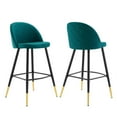thumbnail image 1 of Cordial Fabric Upholstered Bar Stools - Set of 2: Whimsical Design, Comfortable Support, 1 of 3