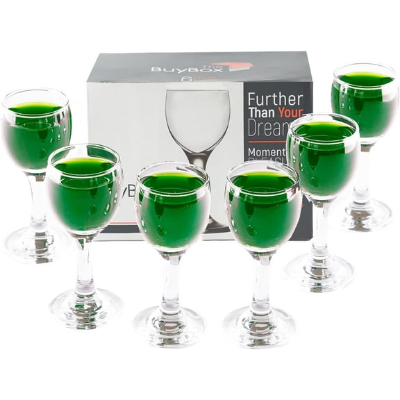 Cordial Glasses Set Of 6 Liqueur, Absinthe, Mini Wine Port Glasses, Shot Glasses with Stem, Apertif Glassware ((2oz/55ml) Clear Glass)