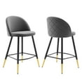 thumbnail image 1 of Modway Cordial Performance Velvet Counter Stools - Set of 2 in Gray, 1 of 7
