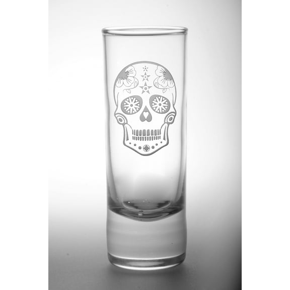 Cordial Shot Glasses Sugar Skull 4-Piece Set Party Celebration Shot Glasses Liquor Beverage Whiskey Home Entertainment 2.5oz