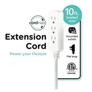 Cordinate 10ft. 3-Outlet Extension Cord, White/Gray – 39624