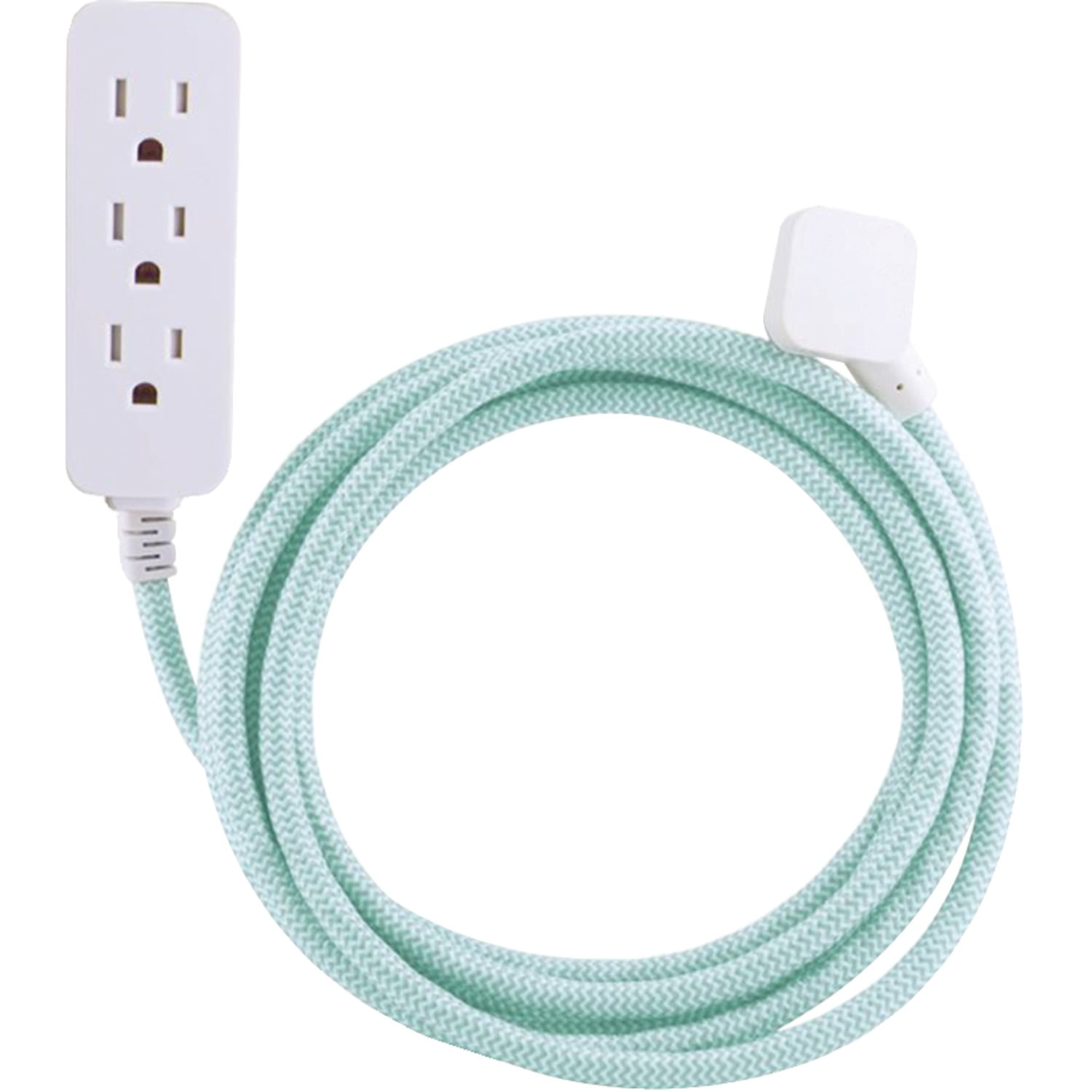 Cordinate 3-Outlet Surge Protector, Mint/White, 10ft. Braided – 37915