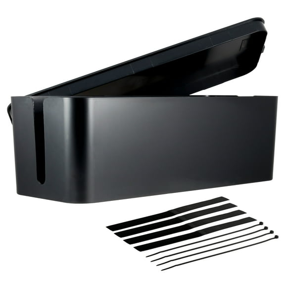 Cordinate Cable Management Box, Large, Black, 2pk