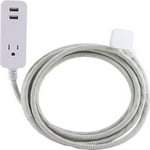 Cordinate Designer 1-Outlet 2-USB Charging Extension Cord with Surge Protection, Gray Braided D'ecor Fabric Cord, 10 ft, 2.4A USB Charging Ports, with Tamper Resistant Safety Outlets, 37917