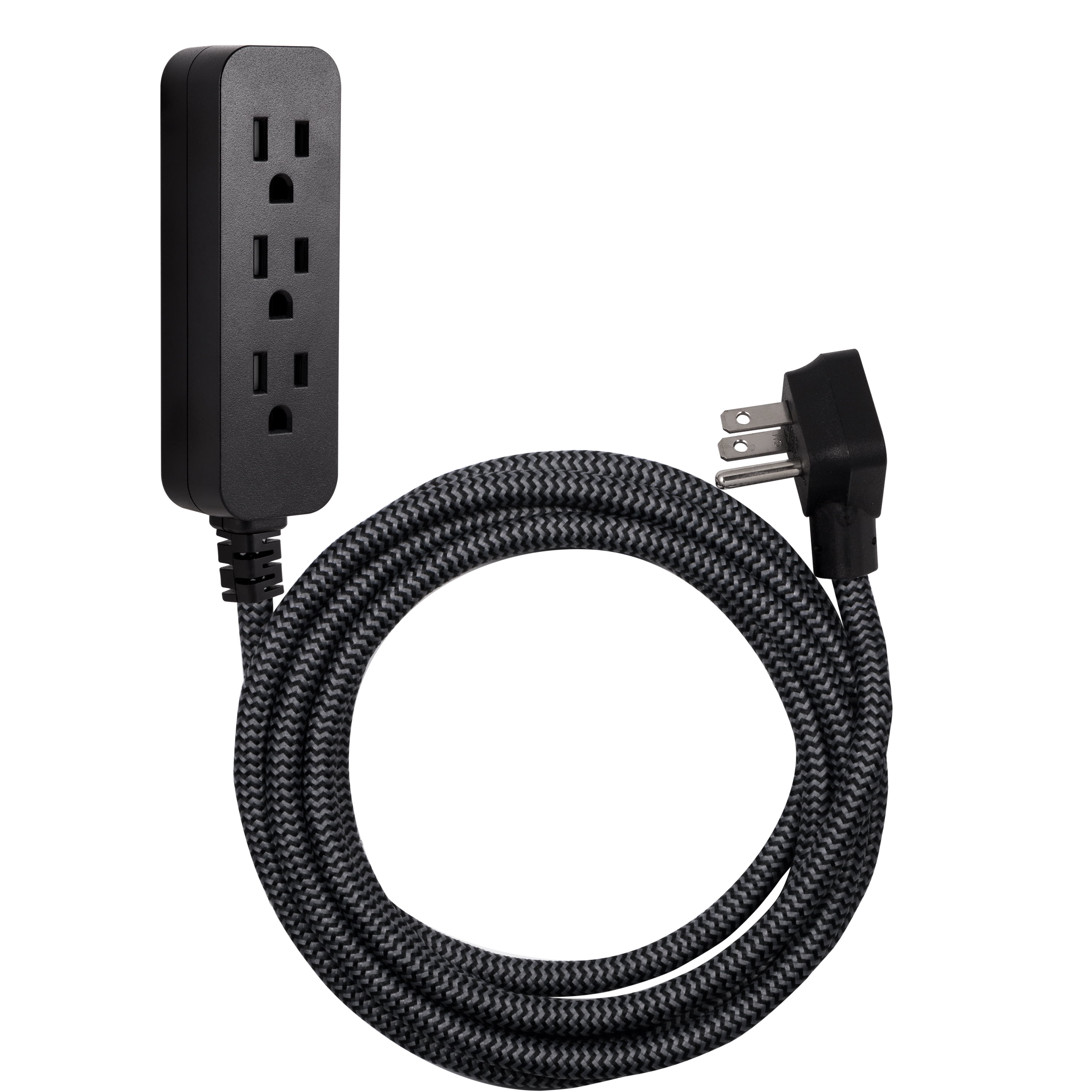 Cordinate Designer Extension Cord, 3-Outlet 10-Foot Cord, Black, 42024 