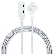 Cordinate Designer Extension Cord, 3-Outlet, Gray, 8 ft Braided Cord, 15A