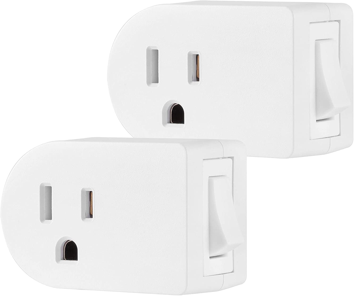 Fosmon Grounded Outlet with ON/Off Switch (2 Pack), 3 Prong Electrical Plug  Outlet Switch, 245J Single Port Power Adapter Surge Protector, Outlet  Extender, 15A Circuit Breaker, White, ETL Listed 