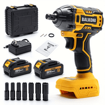 Cordless 1/2 Inch Brushless Impact Wrench,400 N.m,4Ah Battery, Charger & 7 Sockets