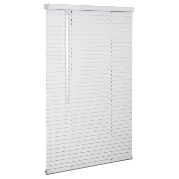 Cordless 1" Aluminum Mini Blind 17" Wide x 60" Long, White, Room Darkening Metal Indoor Window Blinds for Home and Office 17"W x 60"H