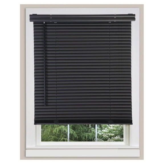 Cordless 1" Light Filtering Mini Blind, 26" Wide x 64" Long, Black