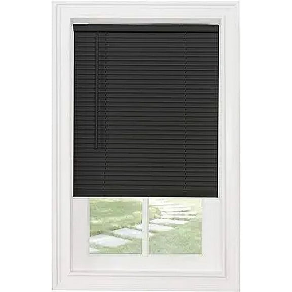 Cordless 1" Light Filtering Mini Blind, 35" Wide x 64" Long, Black