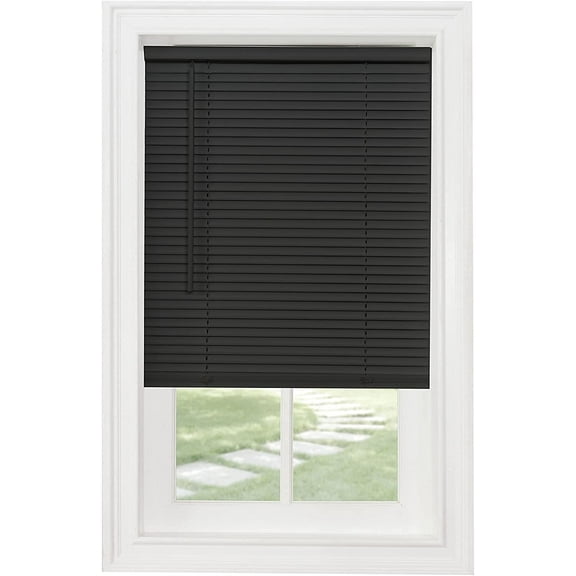 Cordless 1" Light Filtering Mini Blind, 72" Long, Black (35")