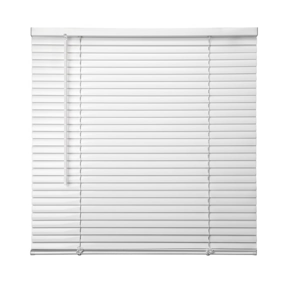 Cordless 1" Vinyl Mini Blinds for Windows, Light Filtering Horizontal Window Blinds, Child Safe Cordless Privacy Shades, Easy Install, White, 30" W x 48" H