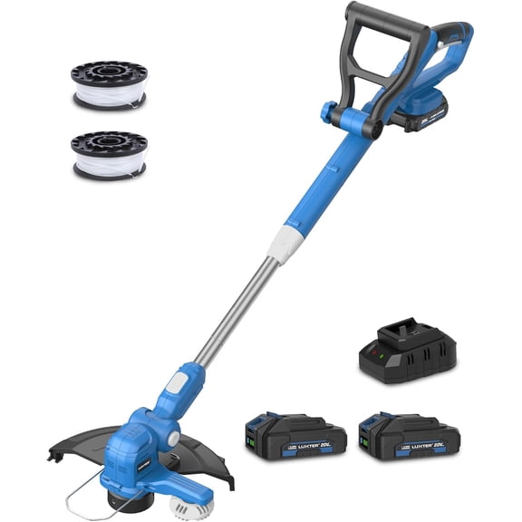 Cordless 12 Inch String Trimmer with 2 x 2.0Ah Battery and Fast Charger, Auto Line Feed Grass Cutter and Edger for Lawn Yard Garden