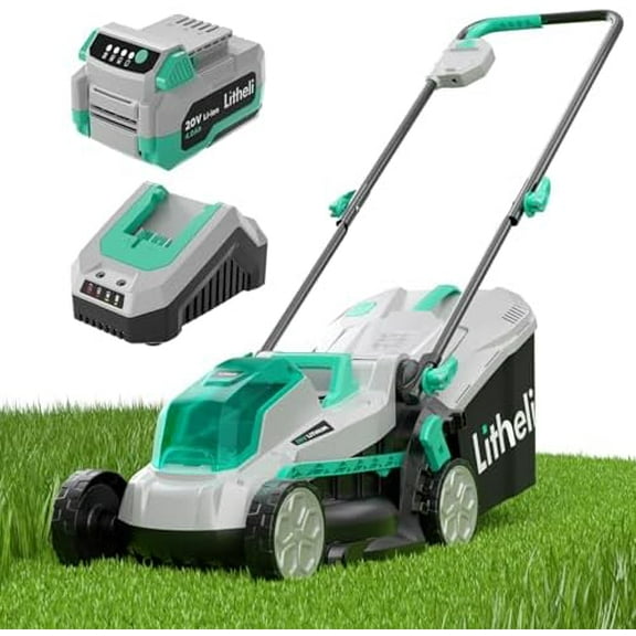 Cordless 13 Inch Cordless Lawn Mower 5 Heights 20V Electric Push Brushless Lawnmower for Garden, Yard, 4.0Ah Battery & Charger Included$$Garden &