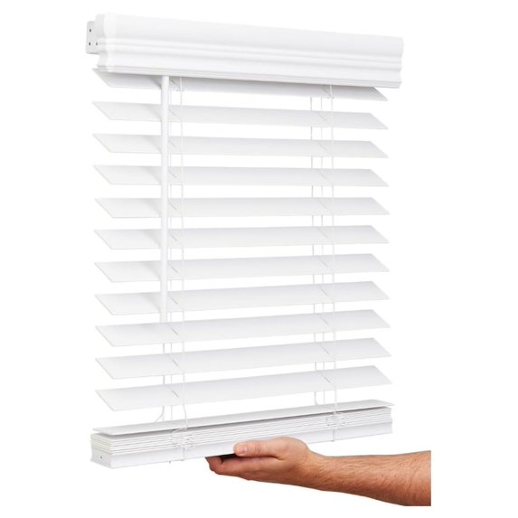 Cordless, 2 Inch Faux Wood Blind, 25" Wide x 72" Long, Window Blinds, Blinds & Shades, Blinds for Indoor Windows, Smooth, Bright White - 25" x 72",Bright White