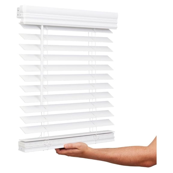 Cordless, 2 Inch Faux Wood Blind, 36" Wide x 96" Long, Window Blinds, Blinds & Shades, Blinds for Indoor Windows, Smooth, Bright White - 36" x 96",Bright White