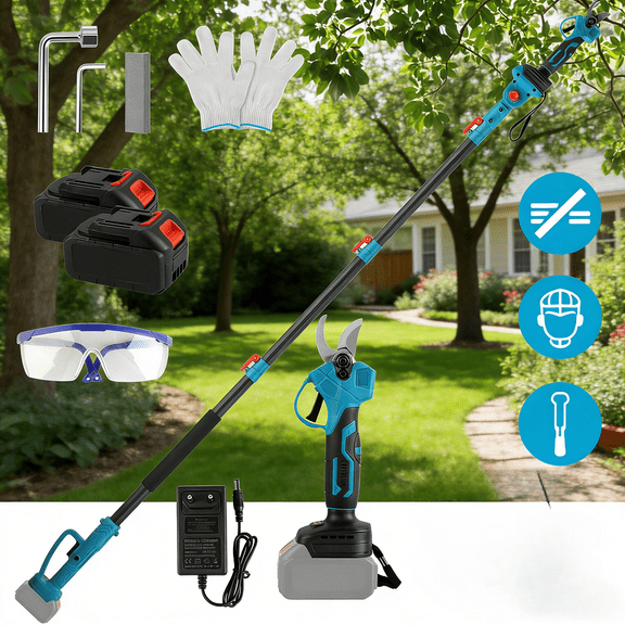 Cordless 2-in-1 Electric Pruning Shear with Extension Pole, 850W Brushless Motor for Tree Trimming, 200min Runtime, 0.98in Cutting, 4.5-6.3ft Pole for High Reach, Perfect for Seniors & Tall Hedges