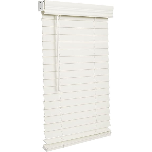 Cordless 2-inchFaux Wood Blind 22.5" W x 54" L(Soft White-Antique White),Smooth, Room Darkening, Horizontal Blinds for Living Room, Bedroom, Interior Door Windows - 22.5 x 54
